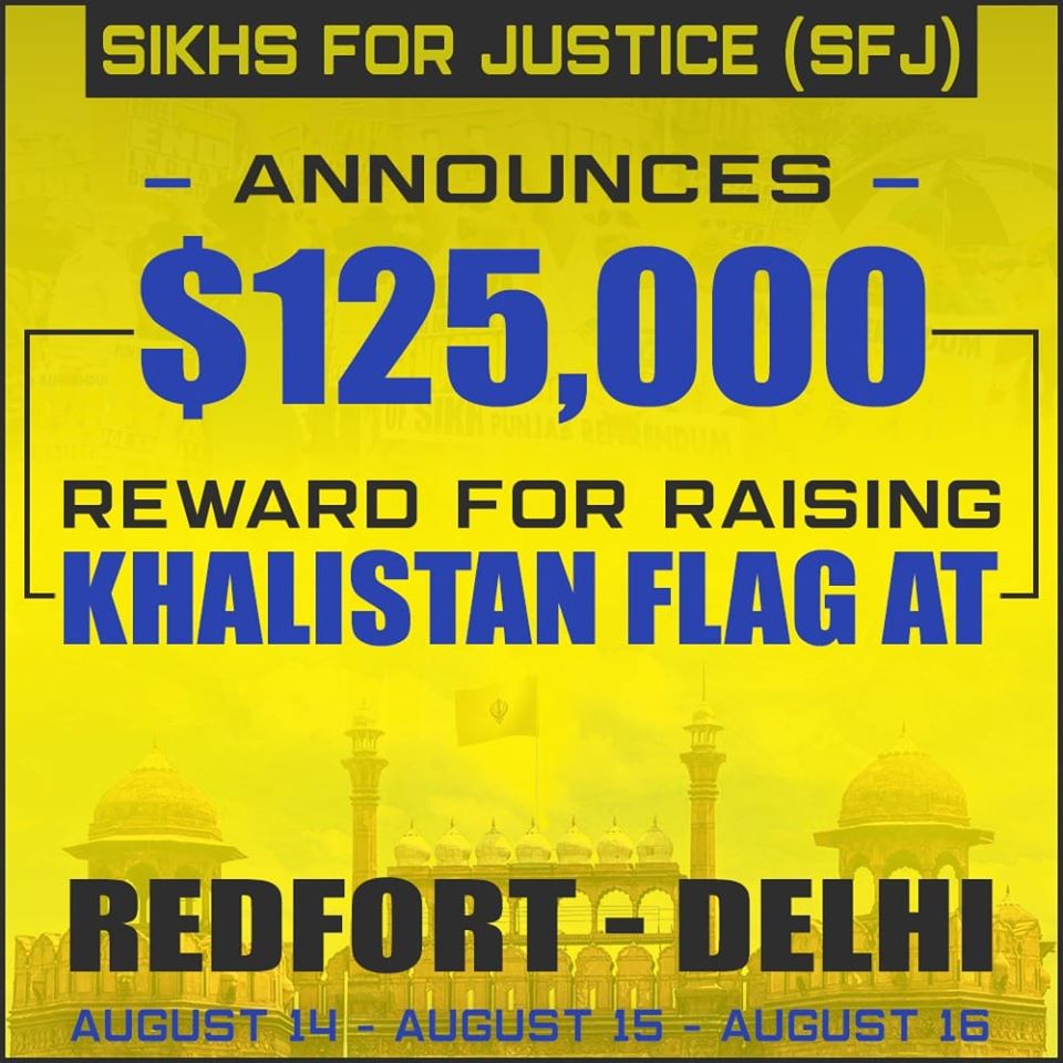 I-Day alert as SFJ offers $125K for Khalistan flag at Red Fort